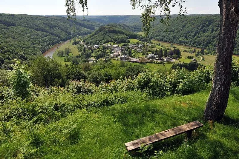 The Semois valley and the village of Frahan seen from the ridge